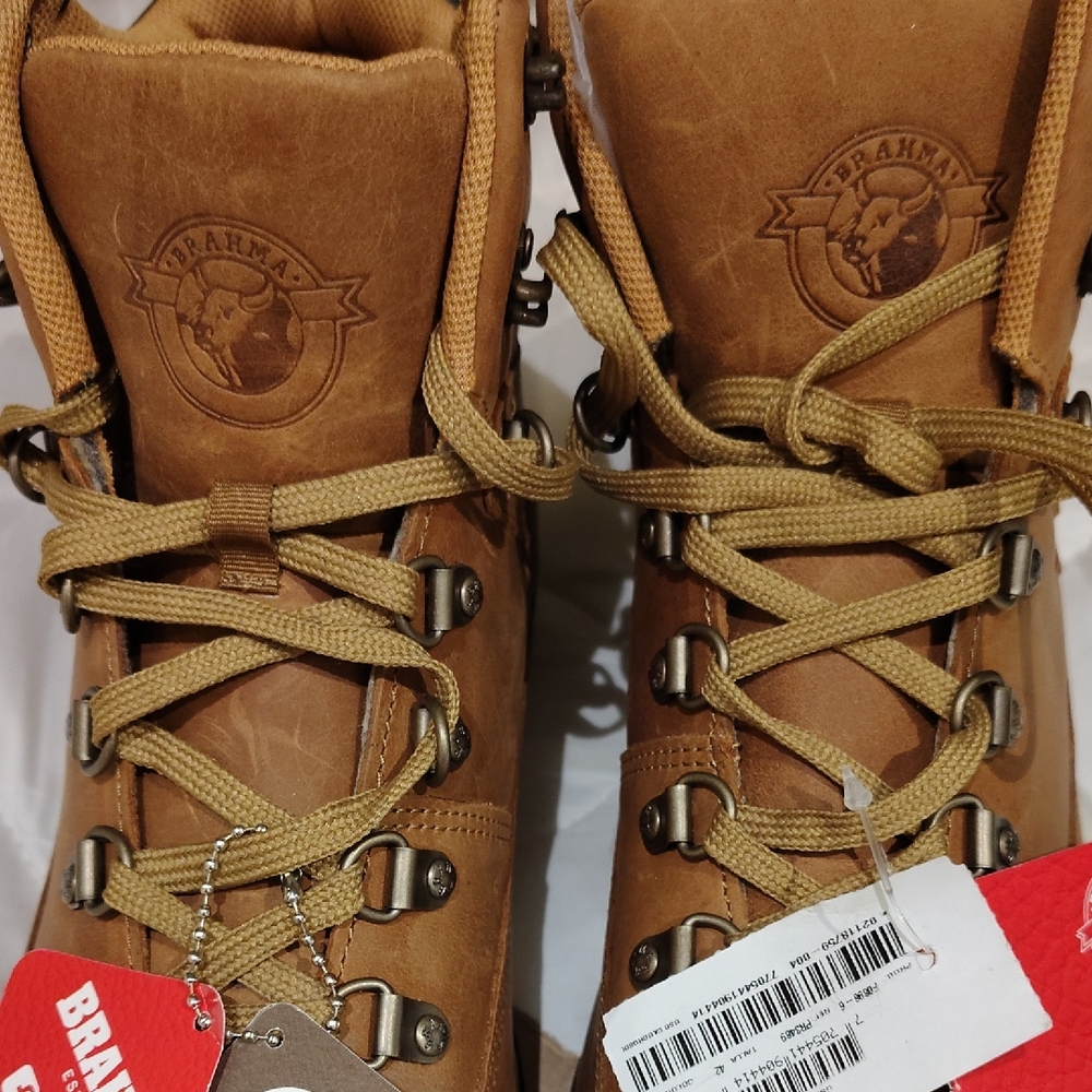 Brahma Tan Leather Lace-Up Boots